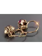Boucles d’oreilles en or rose soviétique russe 14k 585 vec184 alexandrite rubis émeraude saphir ...