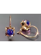 Boucles d’oreilles en or rose soviétique russe 14k 585 vec184 alexandrite rubis émeraude saphir ...