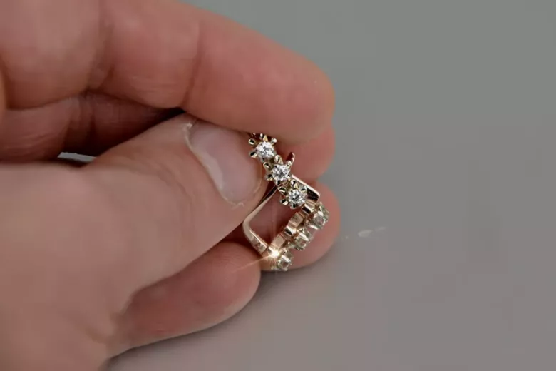 Russische Sowjetische Rose Pink 14k 585 Gold Ohrringe vec193 Alexandrit Rubin Smaragd Saphir ...