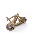 Boucles d’oreilles en or rose soviétique russe 14k 585 vec195 alexandrite rubis émeraude saphir ...