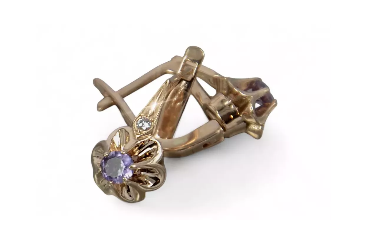 Boucles d’oreilles en or rose soviétique russe 14k 585 vec195 alexandrite rubis émeraude saphir ... Boucles d’oreilles en or rose soviétique russe 14k 585 vec195 alexandrite rubis émeraude saphir ...