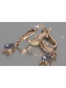 Boucles d’oreilles en or rose soviétique russe rose 14k 585 vec198 alexandrite rubis émeraude saphir ...