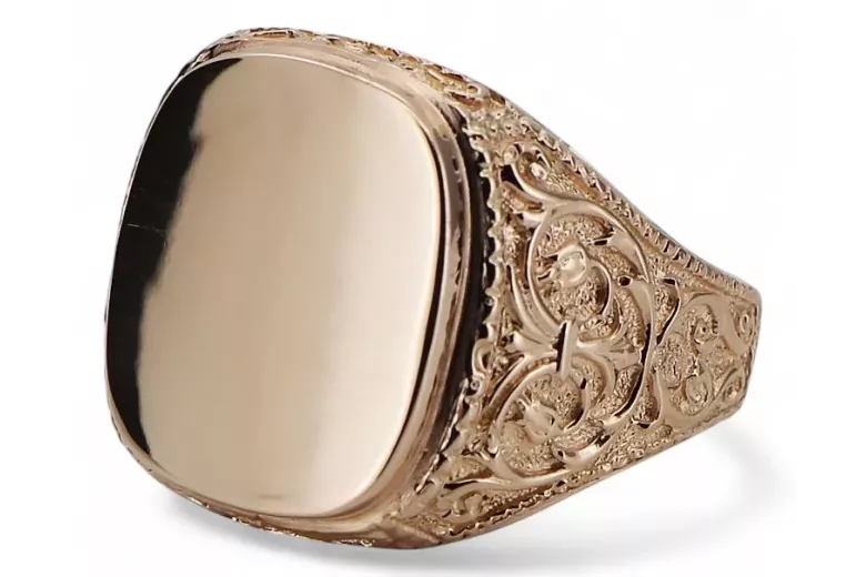 Russian rose Soviet gold jewelry man's ring signet