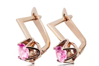 Vintage craft Earrings Amethyst Original Vintage 14K Rose Gold vec005r