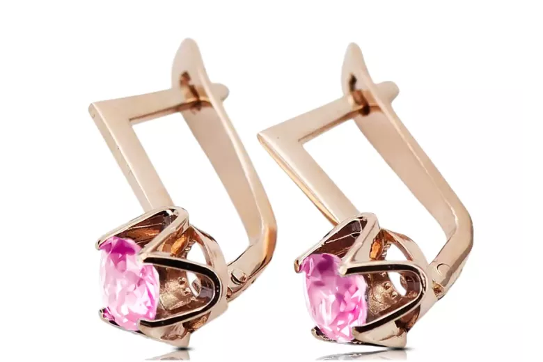 Vintage craft Earrings Amethyst Original Vintage 14K Rose Gold vec005r