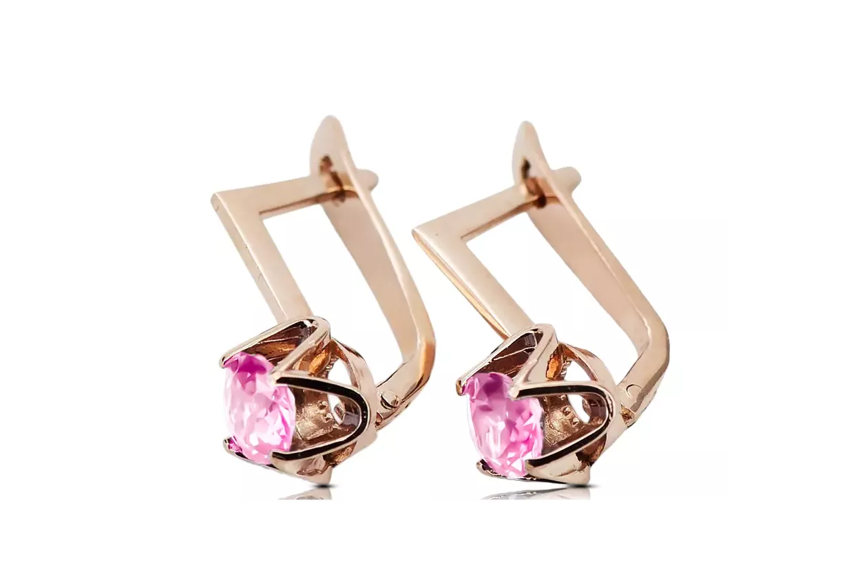Vintage craft Earrings Amethyst Original Vintage 14K Rose Gold vec005r Vintage craft Earrings Amethyst Original Vintage 14K Rose Gold vec005r