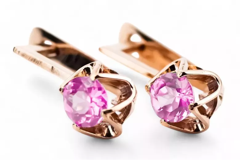 Ohrringe Vintage Handwerk Amethyst Originales Vintage-Roségold aus 14 Karat vec005r