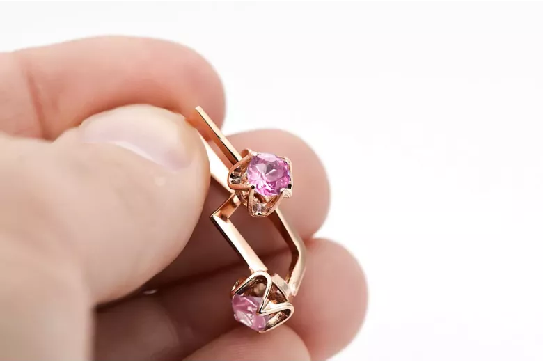 Ohrringe Vintage Handwerk Amethyst Originales Vintage-Roségold aus 14 Karat vec005r