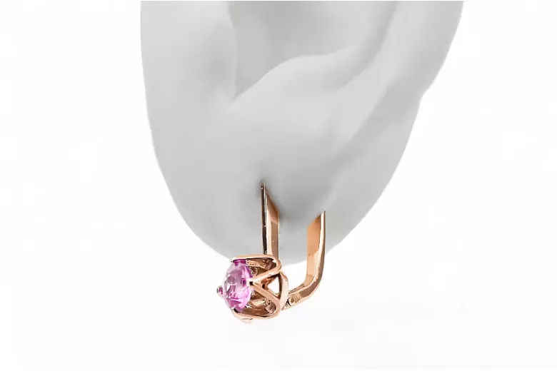 Vintage craft Earrings Amethyst Original Vintage 14K Rose Gold vec005r