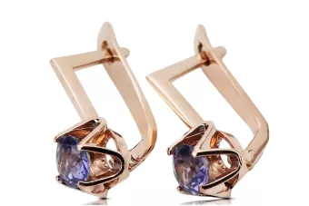 Vintage rose pink 14k 585 gold alexandrite earrings vec005 Vintage Russian Soviet Style