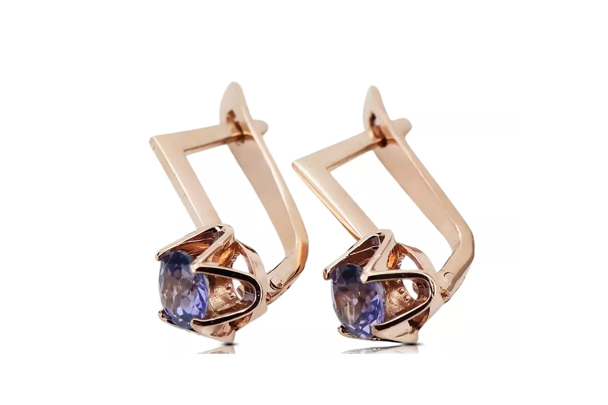 Vintage rose pink 14k 585 gold alexandrite earrings vec005 Vintage Russian Soviet Style Vintage rose pink 14k 585 gold alexandrite earrings vec005 Vintage Russian Soviet Style