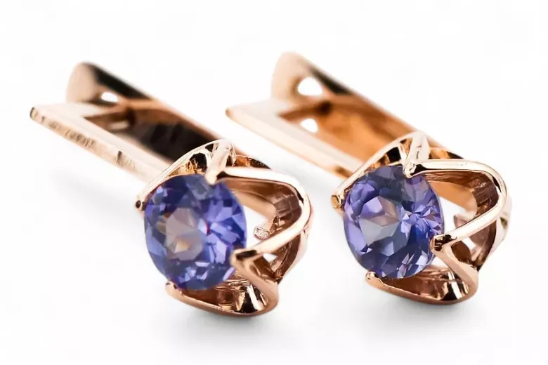Vintage rose 14k 585 or boucles d'oreilles alexandrite vec005 Vintage Russian Soviet Style