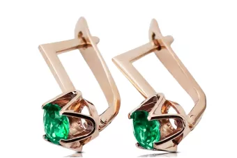 Original Vintage 14K Rose Gold Emerald Earrings Vintage Jewlery vec005r