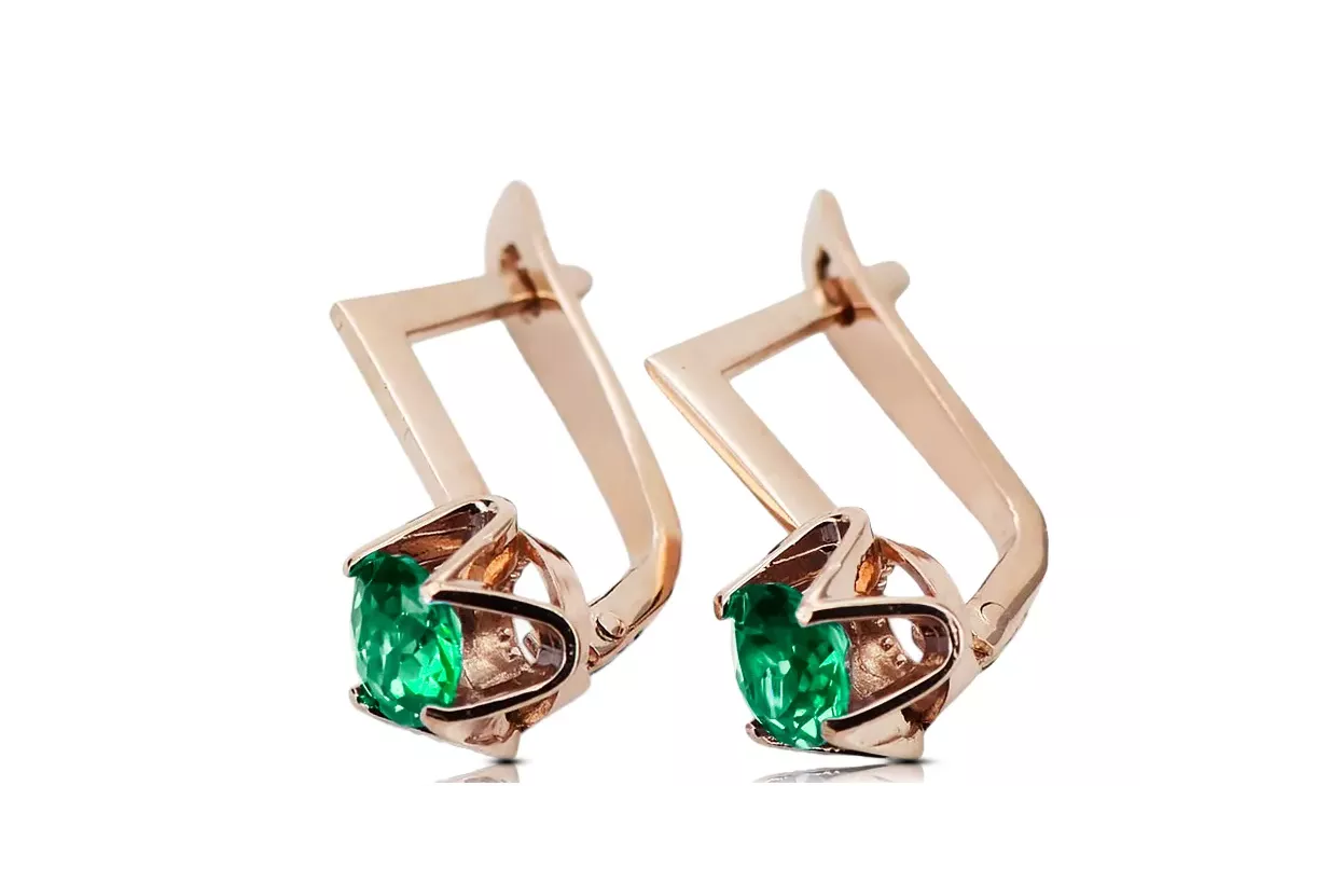 Original Vintage 14K Rose Gold Emerald Earrings Vintage Jewlery vec005r Original Vintage 14K Rose Gold Emerald Earrings Vintage Jewlery vec005r