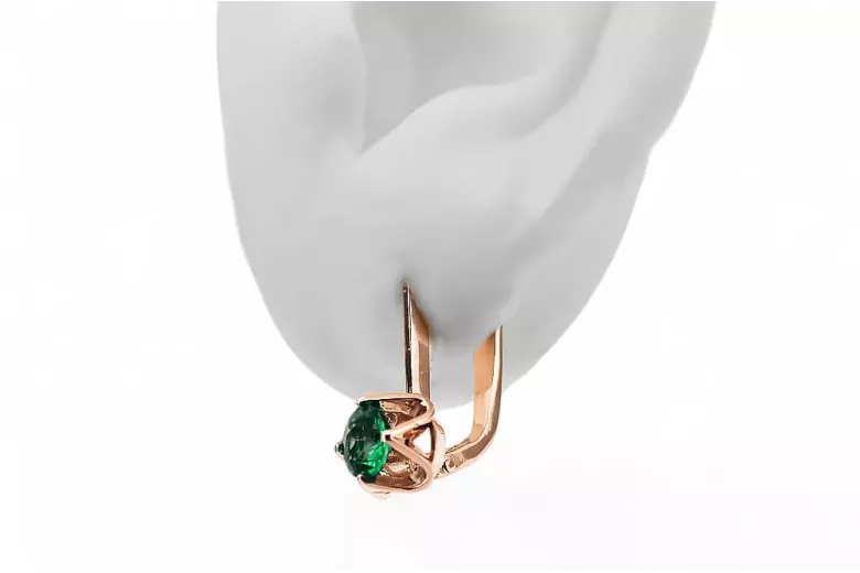 Original Vintage 14K Rose Gold Emerald Earrings Vintage Jewlery vec005r