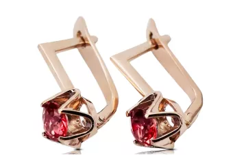 Rubí Oro rosa antiguo original de 14k Pendientes Joyería vintage vec005r