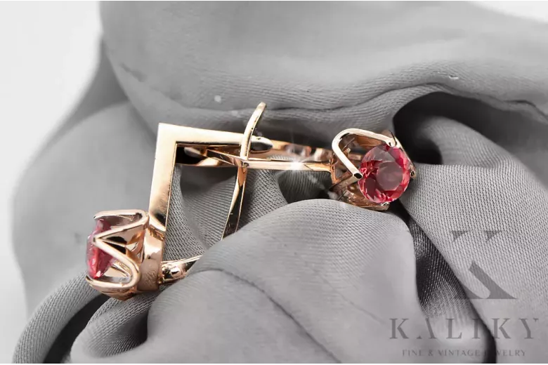 Earrings Vintage Ruby Original Vintage 14K Rose Gold vec005r