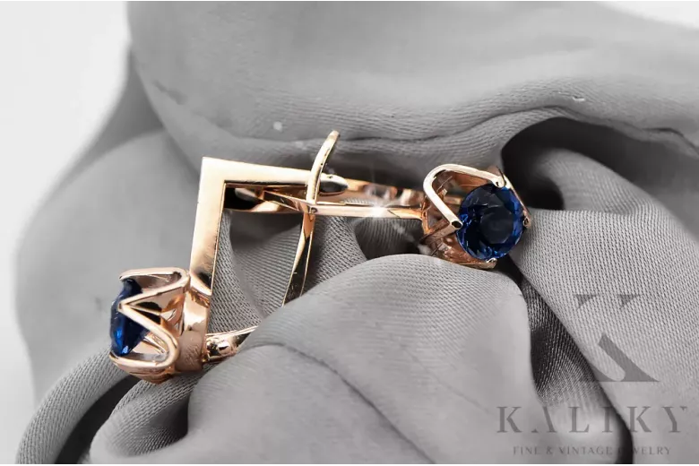 Cercei Vintage Safir Original vintage din aur roz de 14k vec005r