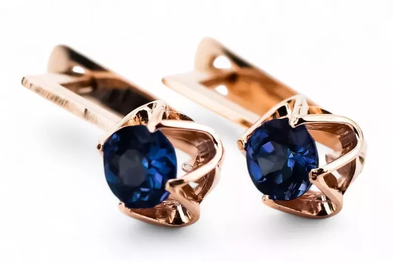 Sapphire Original Vintage 14K Rose Gold Earrings Vintage style vec005r