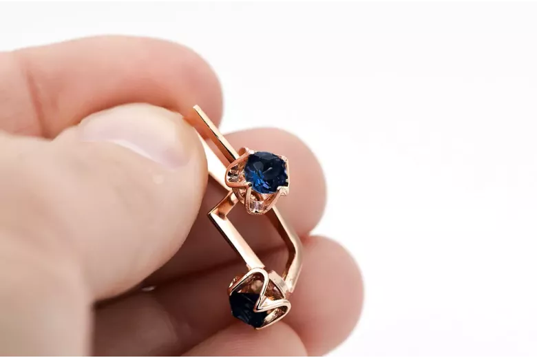 Sapphire Original Vintage 14K Rose Gold Earrings Vintage style vec005r