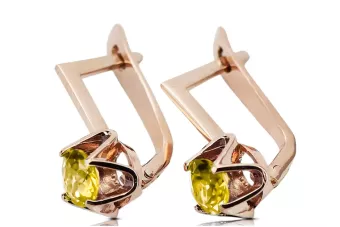 Earrings Vintage Jewlery Yellow Peridot Original Vintage 14K Rose Gold vec005r