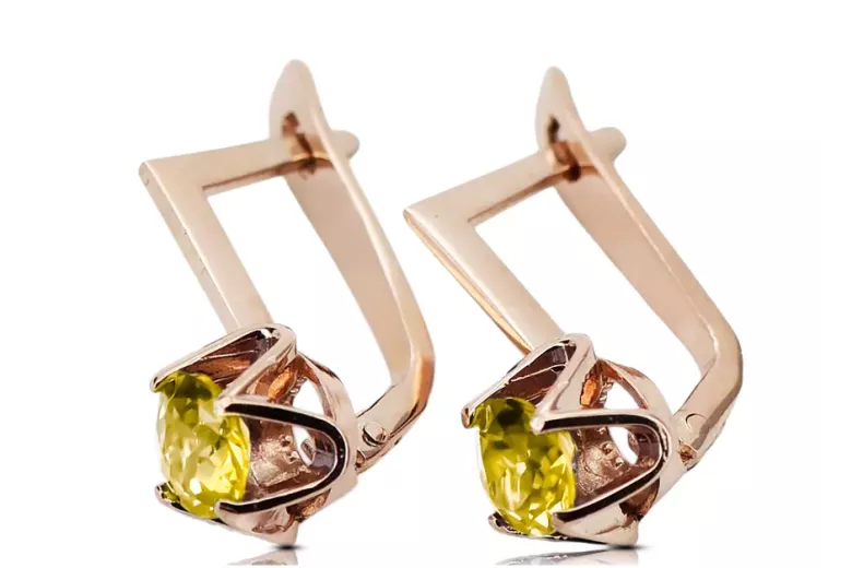 Earrings Vintage Jewlery Yellow Peridot Original Vintage 14K Rose Gold vec005r