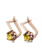 Pendientes Artesanía vintage Peridoto amarillo Oro rosa antiguo original de 14k vec005r