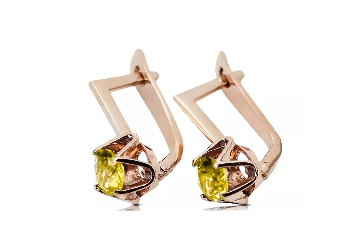 Earrings Vintage Jewlery Yellow Peridot Original Vintage 14K Rose Gold vec005r Earrings Vintage Jewlery Yellow Peridot Original Vintage 14K Rose Gold vec005r