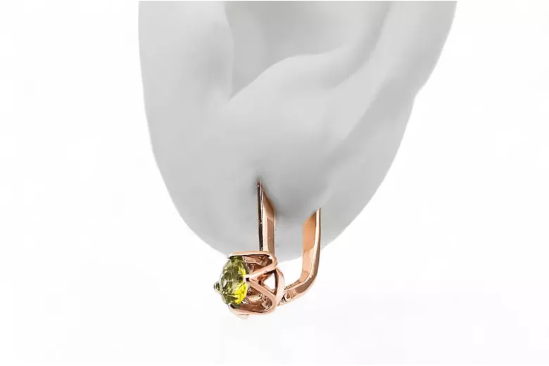 Earrings Vintage Jewlery Yellow Peridot Original Vintage 14K Rose Gold vec005r