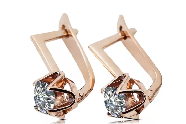 Original Vintage 14K Rose Gold Zircon Earrings Vintage vec005r