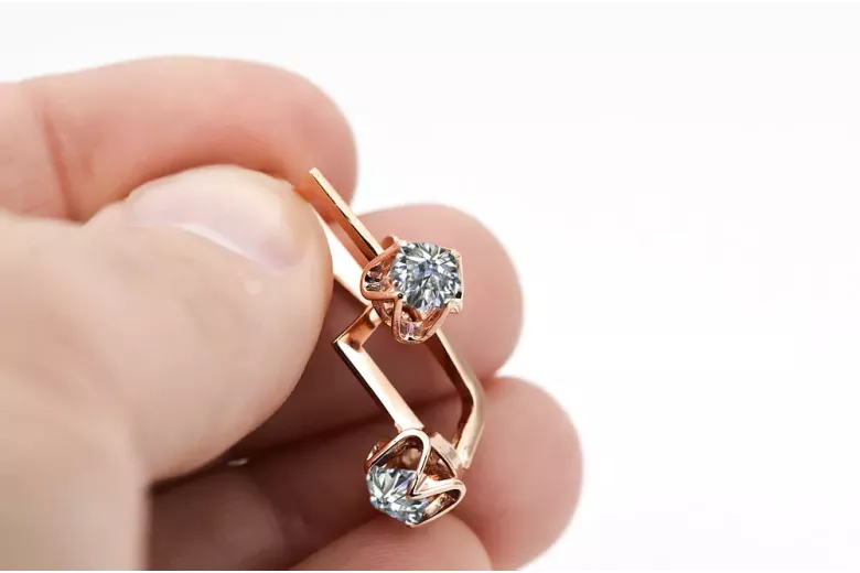 Original Vintage 14K Rose Gold Zircon Earrings Vintage vec005r