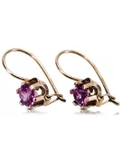 Rose pink 14k 585 gold amethyst earrings vec019 Vintage Russian Soviet style