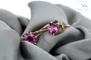 Rose pink 14k 585 gold amethyst earrings vec019 Vintage Russian Soviet style
