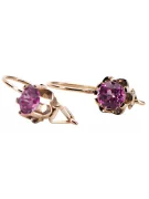 Rose pink 14k 585 gold amethyst earrings vec019 Vintage Russian Soviet style