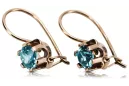 Rose pink 14k 585 gold aquamarine earrings vec019 Vintage Russian Soviet style