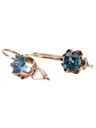 Rose pink 14k 585 gold aquamarine earrings vec019 Vintage Russian Soviet style