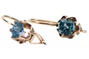 Rose pink 14k 585 gold aquamarine earrings vec019 Vintage Russian Soviet style