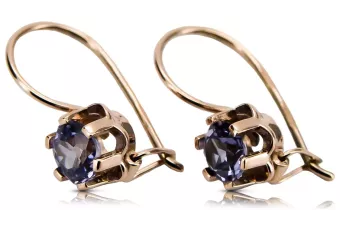 Vintage style aleksandrite earrings 14K Rose pink gold vec019r