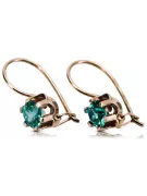 Rose pink 14k 585 gold emerald earrings vec019 Vintage Russian Soviet style