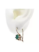 Rose pink 14k 585 gold emerald earrings vec019 Vintage Russian Soviet style
