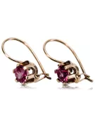 Rose pink 14k 585 gold ruby earrings vec019 Vintage Russian Soviet style