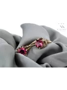 Rose pink 14k 585 gold ruby earrings vec019 Vintage Russian Soviet style
