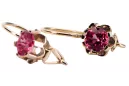 Rose pink 14k 585 gold ruby earrings vec019 Vintage Russian Soviet style