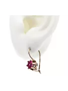Rose pink 14k 585 gold ruby earrings vec019 Vintage Russian Soviet style