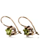 Rose pink 14k 585 gold peridot earrings vec019 Vintage Russian Soviet style