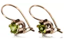 Rose pink 14k 585 gold peridot earrings vec019 Vintage Russian Soviet style