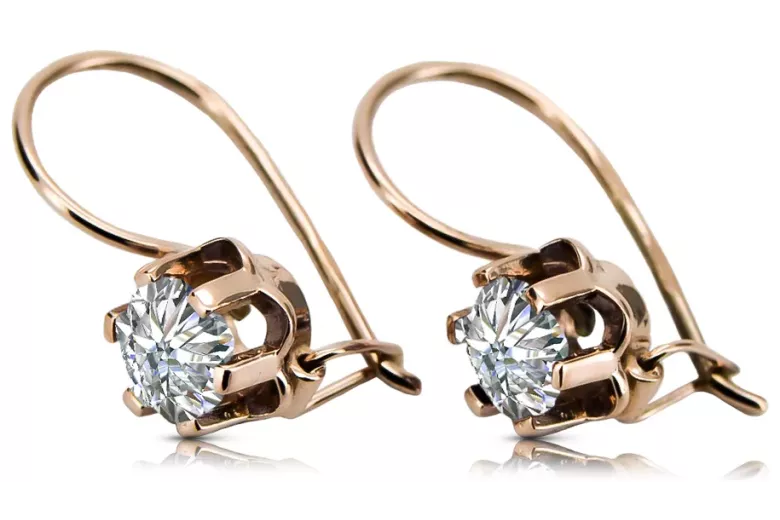 Rosa 14 Karat 585 Gold Zirkon Ohrringe vec019 Vintage russischen sowjetischen Stil