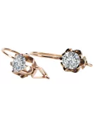 Rose pink 14k 585 gold zircon earrings vec019 Vintage Russian Soviet style