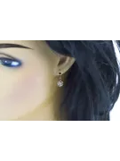 Pendientes de circonio de oro rosa rosa 14k 585 vec019 Estilo soviético ruso vintage