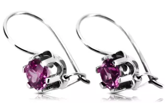 Vintage silver 925 amethyst earrings vec019s Russian Soviet style